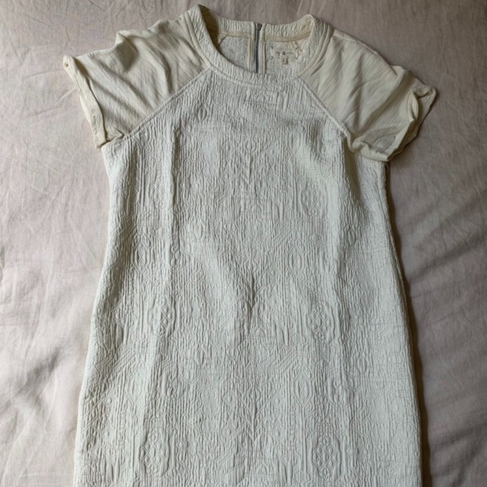 Lou & Grey textured, sporty, off-white, knee-length dress, Small